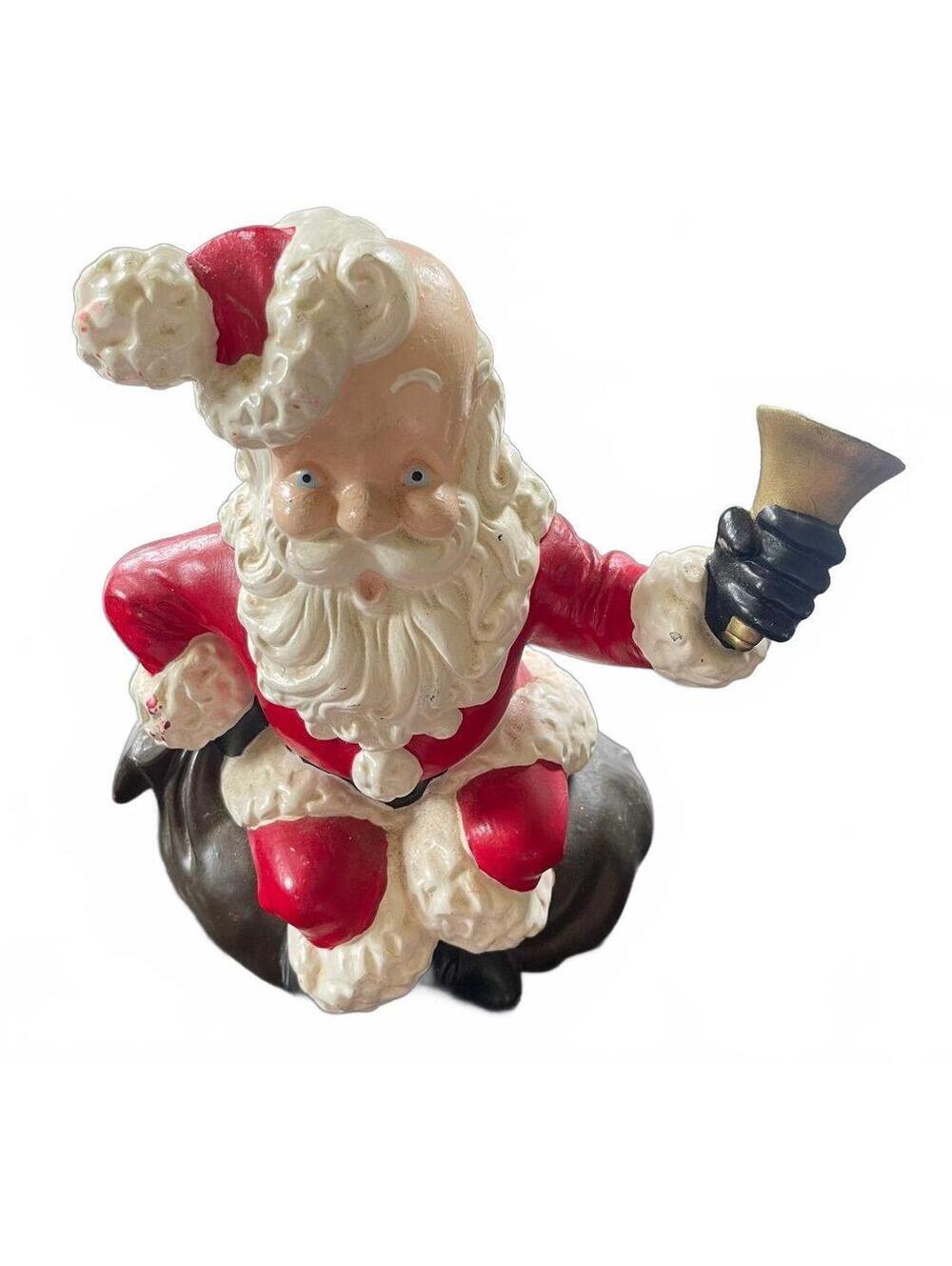 Vintage Atlantic Mold Santa Claus Figurine with Bell 1950s